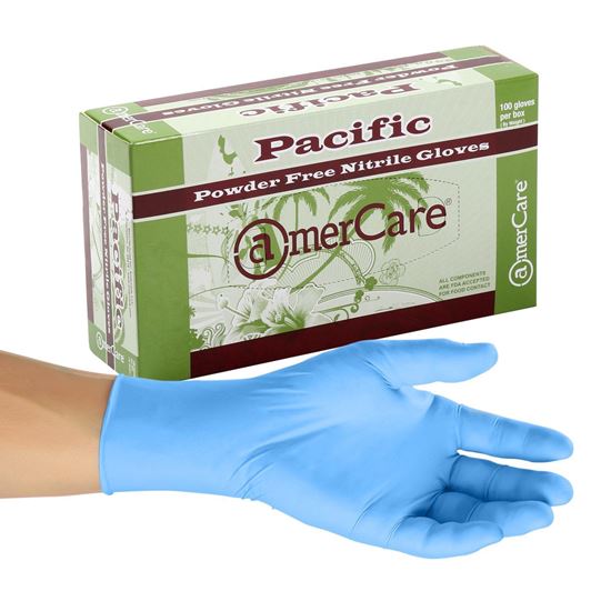 Picture of Amercare Pacific Blue Nitrile Gloves - L (100 count)